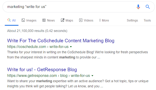 google results screenshot