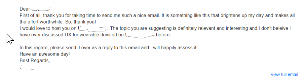blogger outreach feedback