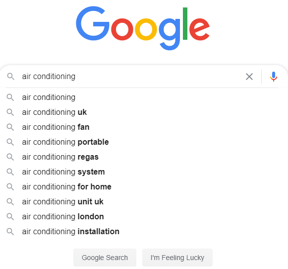 google autosuggest results